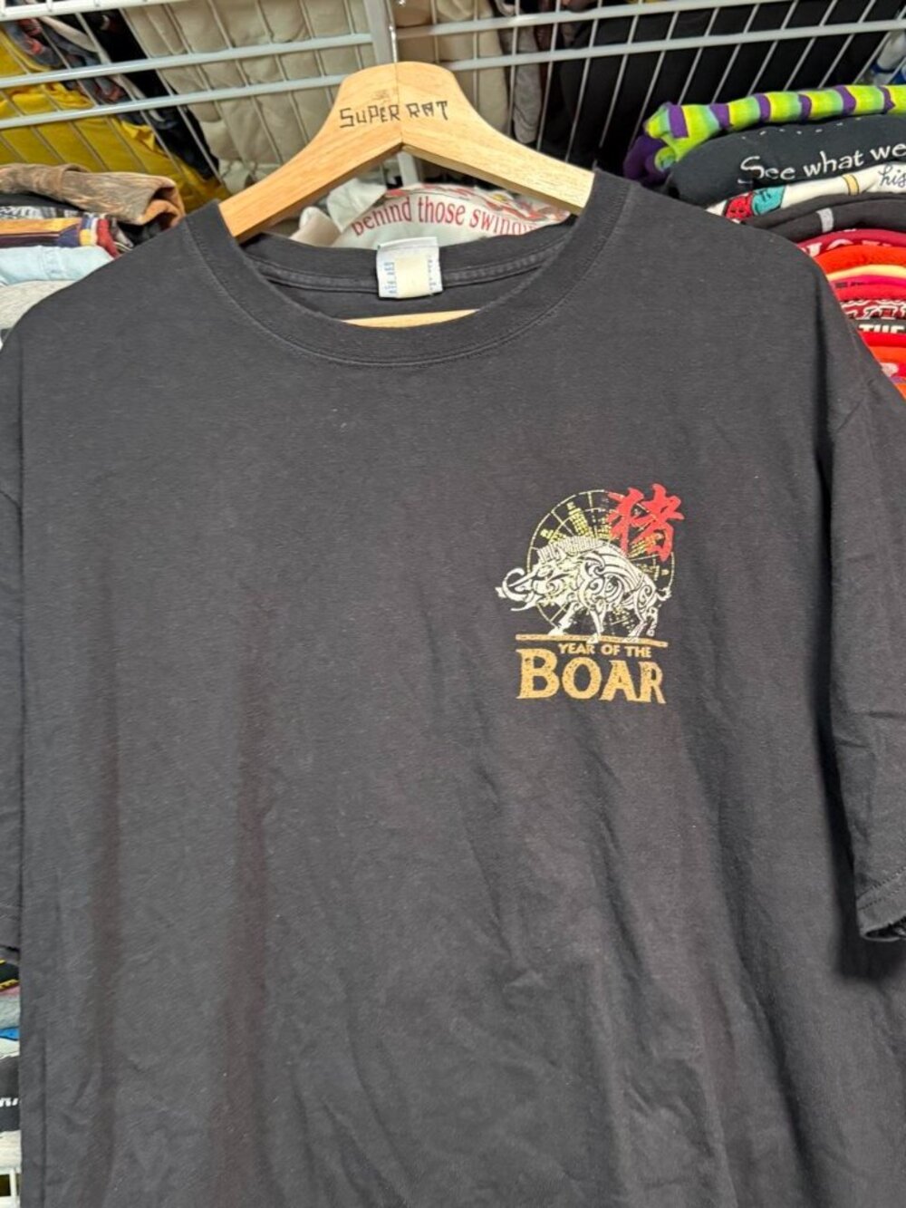 Crazy shirts year of the boar t shirt black